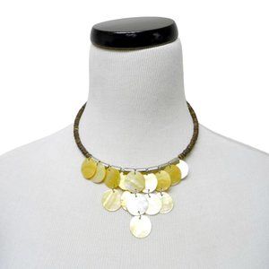 CELSA mother of pearl & coco beads bib necklace